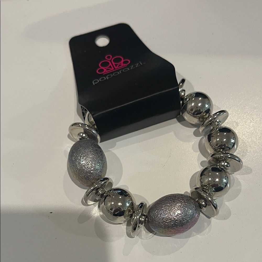 Paparazzi Big Leagues Metallic Silver Bracelet